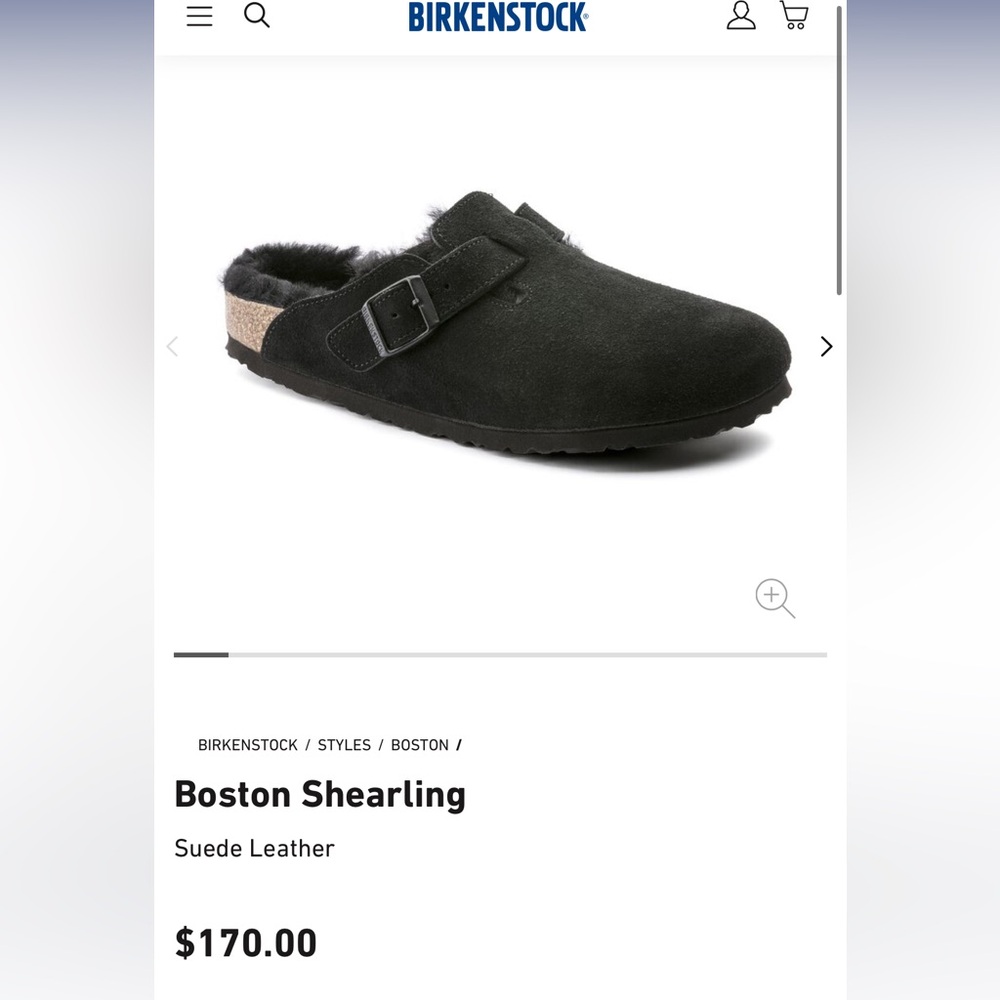 Birkenstock Boston Shearling Clog - Black Suede Leather
